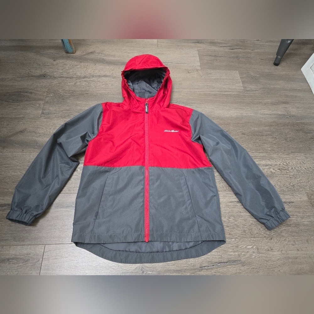 Eddie Bauer Youth Windbreaker Red Grey Size Medium 10/12